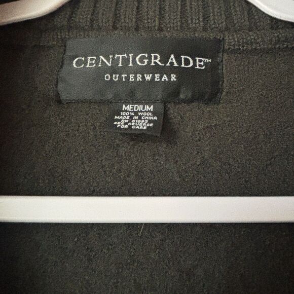 VTG Centigrade 100% Wool Sweater Coat Womens M Green Deep Pockets Snaps EUC - Picture 11 of 16